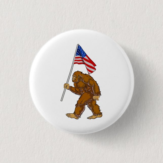 Bigfoot American Flag 1 Inch Round Button (Front)