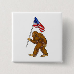 Bigfoot American Flag 2 Inch Square Button