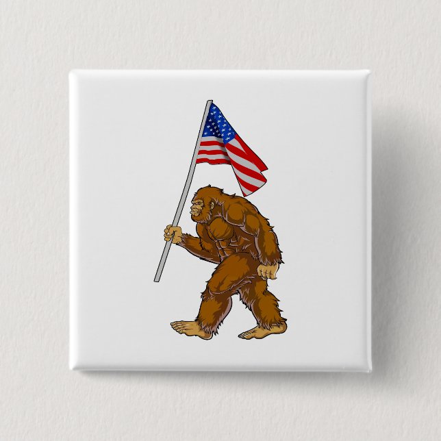 Bigfoot American Flag 2 Inch Square Button (Front)