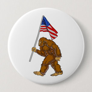 Bigfoot American Flag 4 Inch Round Button