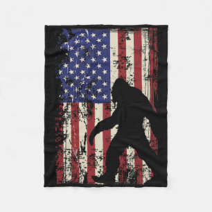 Bigfoot American Flag 4th Of July Patriotic  Fleece Blanket