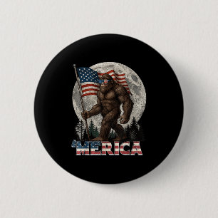 Bigfoot American Flag Funny 4th Of July Men Rock S 2 Inch Round Button