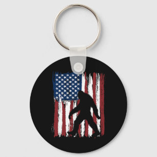Bigfoot American Flag Funny 4th Of July Patriotic Keychain