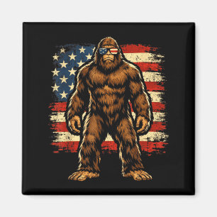 Bigfoot American Flag Graphic Patriotic Sasquatch Magnet