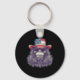 Bigfoot American Flag Hat 4th Of July Patriotic Sa Keychain