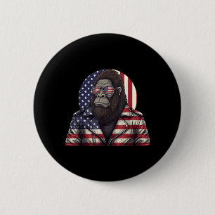 Bigfoot American Flag Patriotic Sasquatch 4th of 2 Inch Round Button