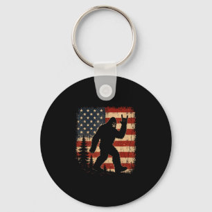 Bigfoot american flag patriotic sasquatch retro keychain