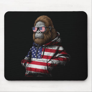 Bigfoot American Flag Sasquatch Patriotic 4th of Mouse Pad