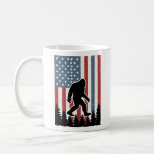 Bigfoot American Flag Vintage Vector Shirt Design_ Coffee Mug