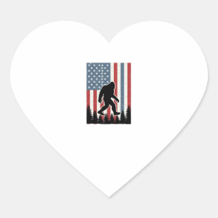Bigfoot American Flag Vintage Vector Shirt Design_ Heart Sticker