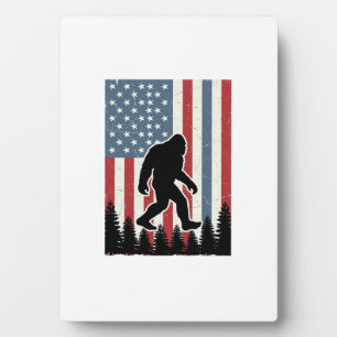 Bigfoot American Flag Vintage Vector Shirt Design_ Plaque