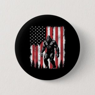 Bigfoot American Usa Flag Patriotic 4th Of July 2 Inch Round Button