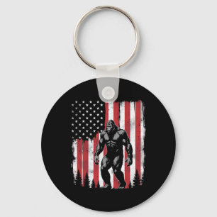 Bigfoot American Usa Flag Patriotic 4th Of July Keychain