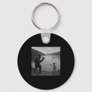 Bigfoot And Alien At Loch Ness _1  Keychain