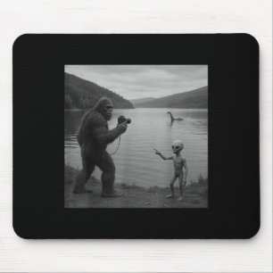 Bigfoot And Alien At Loch Ness _1  Mouse Pad