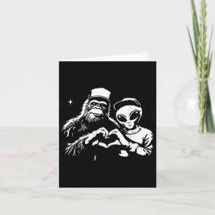 Bigfoot And Alien Heart Hands Funny Valentines Big Card