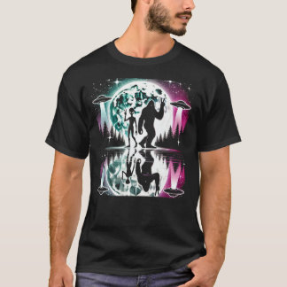 Bigfoot and Alien Under Moon T-Shirt – Cosmic Cryp