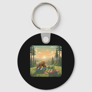 Bigfoot And Alien Yoga Keychain