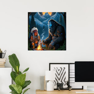 Bigfoot and Chief Moonlit Forest Poster