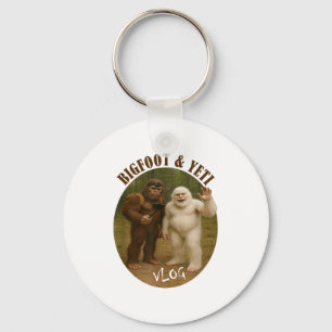 Bigfoot And Friend Vlog Funny Meme Hiking Selfie S Keychain