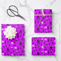 Bigfoot and Jackalope in the Woods Pattern Purple