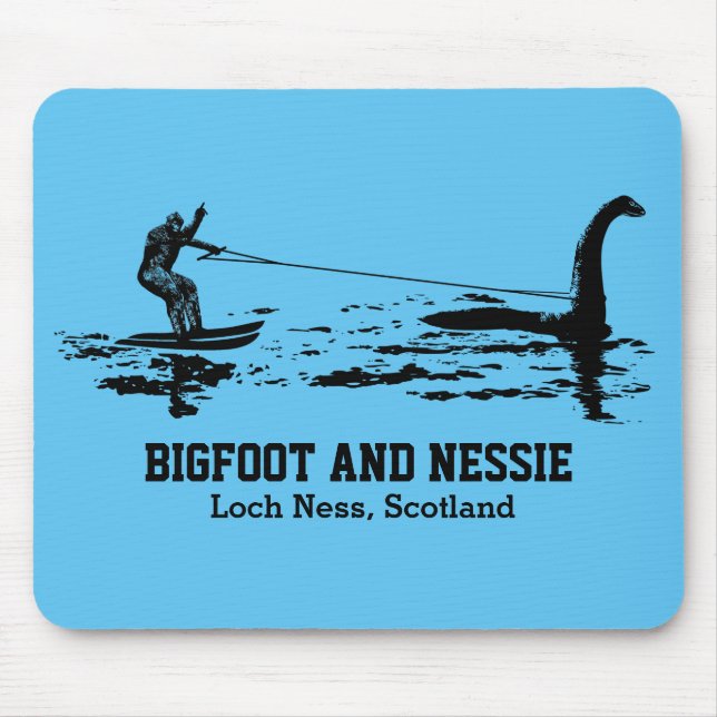 Bigfoot and Nessie Loch Ness Personalized Text Mouse Pad (Front)