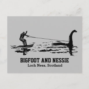 Bigfoot and Nessie Loch Ness Personalized Text Pos Postcard