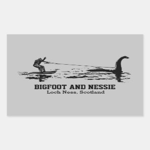 Bigfoot and Nessie Loch Ness Personalized Text Squ Sticker