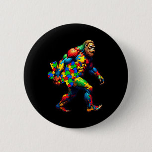 Bigfoot And Puzzle Piece Autism Awareness Day Auti 2 Inch Round Button