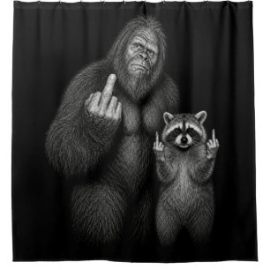 Bigfoot and Raccoon Middle Finger
