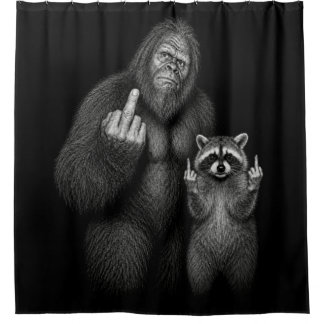 Bigfoot and Raccoon Middle Finger