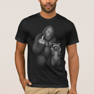 Bigfoot and Raccoon Middle Finger T-Shirt
