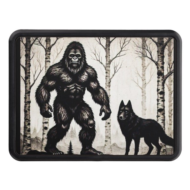 Bigfoot and Wolf  Trailer Hitch Cover (Front)