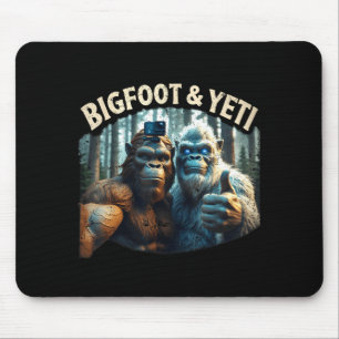 Bigfoot and yeti selfie cryptid squatch hunter mouse pad