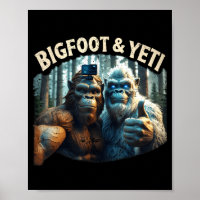 Bigfoot and yeti selfie cryptid squatch hunter