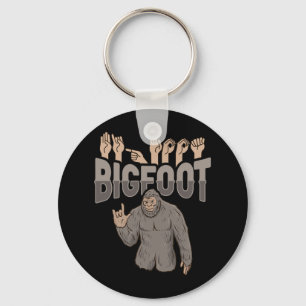 Bigfoot Asl Hand Gesture Deaf Hearing Loss Awarene Keychain