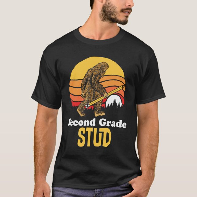 Bigfoot back to school second grade stud funny  T-Shirt (Front)
