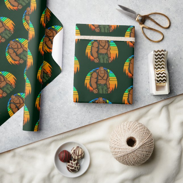 Bigfoot Backpack Hiking Adventure Funny  Wrapping Paper (Crafts)