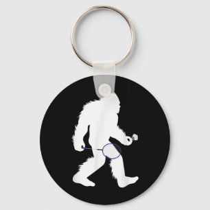 Bigfoot Badminton Player Sasquatch Shuttle Keychain