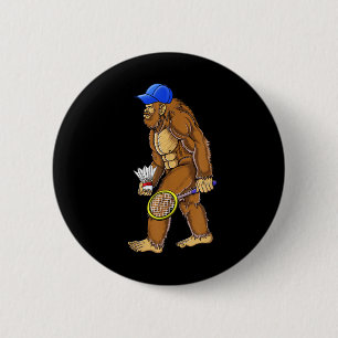 Bigfoot Badminton Shuttle Art Sports  2 Inch Round Button