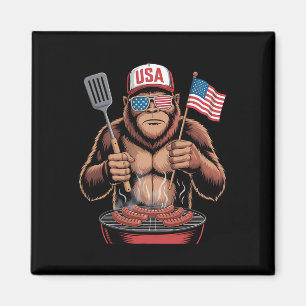 Bigfoot Bbq 4th Of July Funny Patriotic Sasquatch Magnet