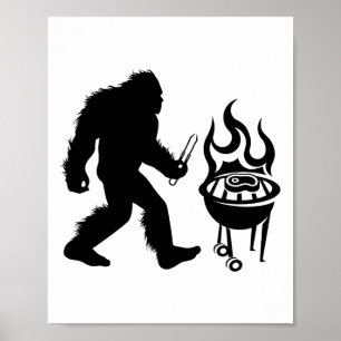Bigfoot Bbq Grill Sasquatch Byrbecue  Poster
