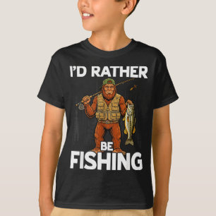 Bigfoot be fishing sasquatch bass funny men boy T-Shirt