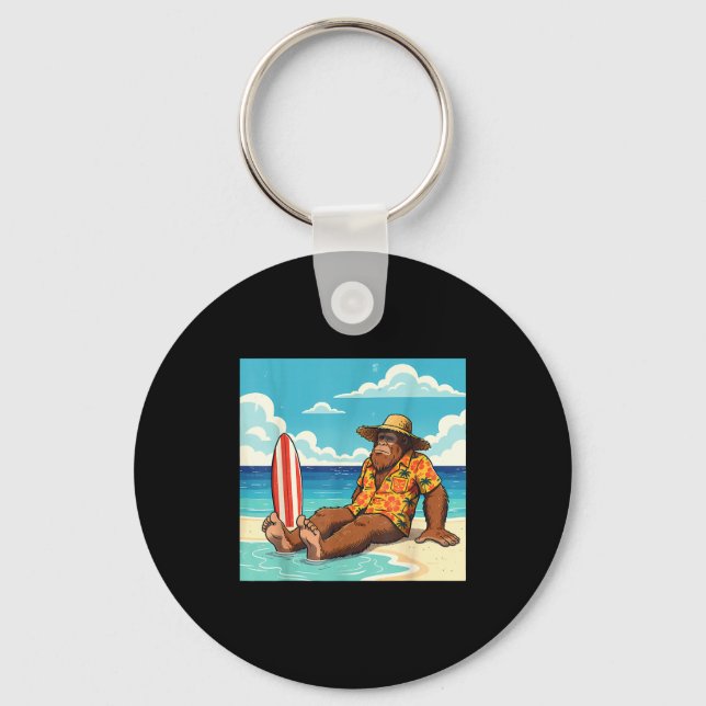 Bigfoot beach surfboard  keychain (Front)