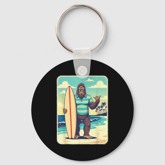 Bigfoot beach surfboard vintage  keychain (Front)