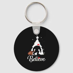 Bigfoot Believe Christmas Shirt Keychain