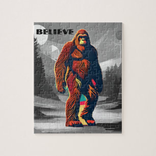 Bigfoot Believer Colourful Sasquatch Motivation Jigsaw Puzzle
