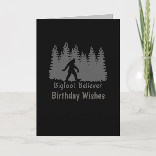 Bigfoot believer tree line birthday card (Front)