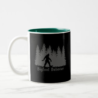 Bigfoot believer tree line Two-Tone coffee mug