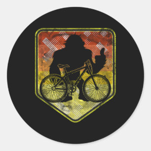 Bigfoot Biking Mountain Bike Mtb Funny Biker Sasqu Classic Round Sticker